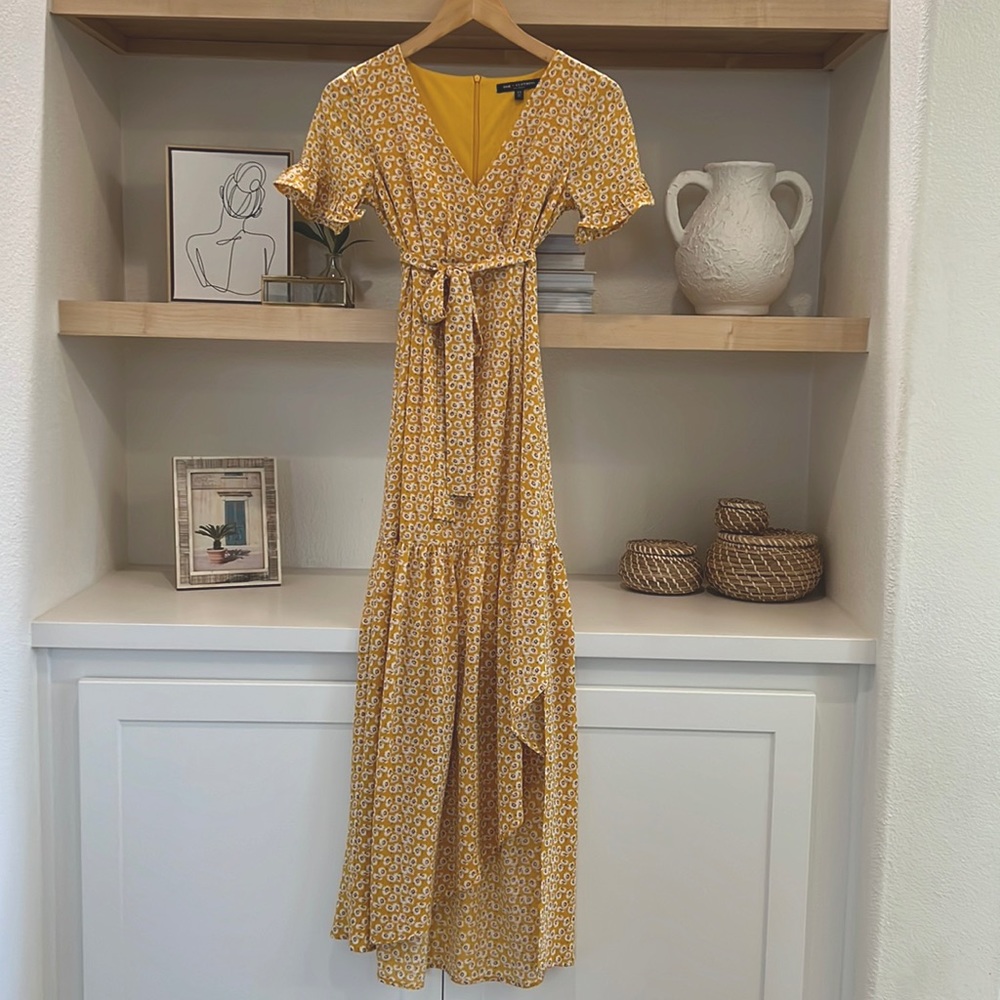 One Clothing Los Angeles Size XS full length dress in yellow floral pattern